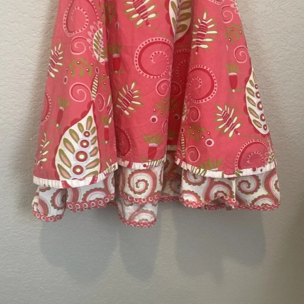 Jelly the Pug Dress Girls Size 6 Multicolor Tiered Ruffles sleeveless leaf